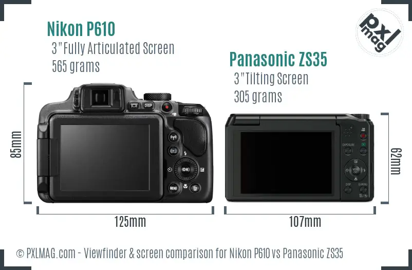 Nikon P610 vs Panasonic ZS35 Screen and Viewfinder comparison Nikon P610 vs Panasonic ZS35 Screen and Viewfinder comparison