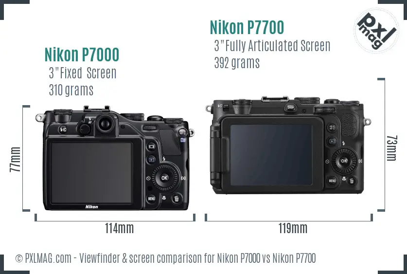 Nikon P7000 vs Nikon P7700 Screen and Viewfinder comparison