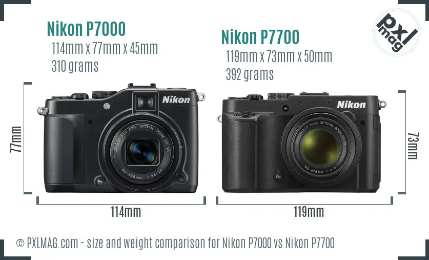 Nikon P7000 vs Nikon P7700 size comparison