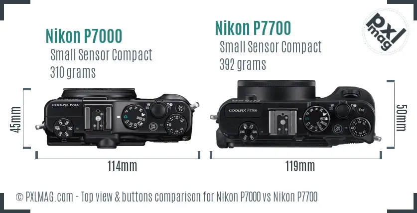 Nikon P7000 vs Nikon P7700 top view buttons comparison