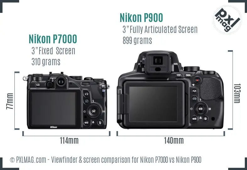 Nikon P7000 vs Nikon P900 Screen and Viewfinder comparison