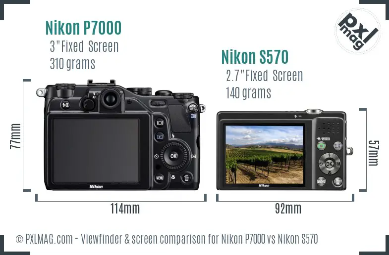 Nikon P7000 vs Nikon S570 Screen and Viewfinder comparison