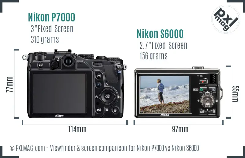 Nikon P7000 vs Nikon S6000 Screen and Viewfinder comparison