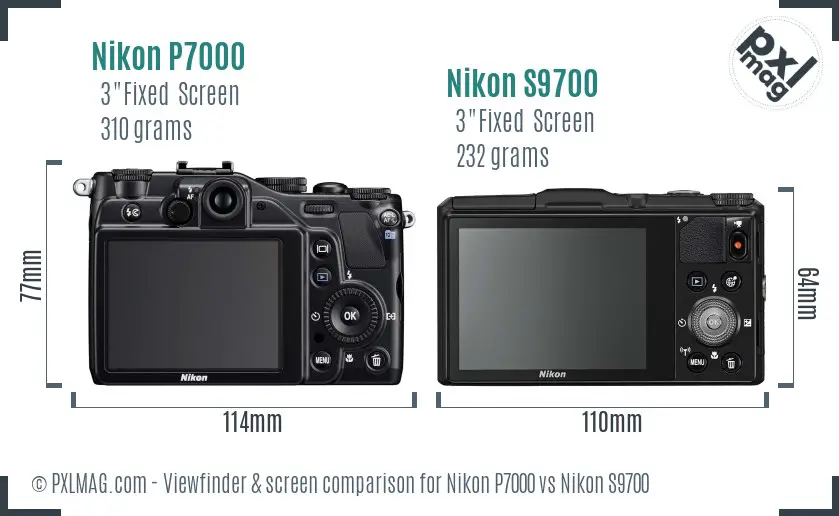 Nikon P7000 vs Nikon S9700 Screen and Viewfinder comparison