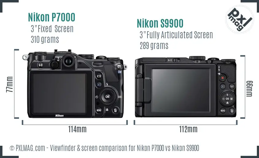 Nikon P7000 vs Nikon S9900 Screen and Viewfinder comparison