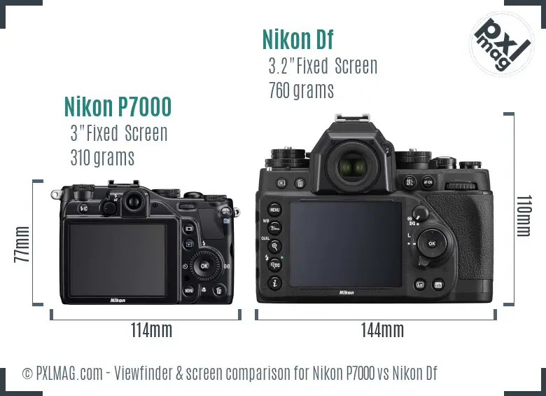 Nikon P7000 vs Nikon Df Screen and Viewfinder comparison Nikon P7000 vs Nikon Df Screen and Viewfinder comparison