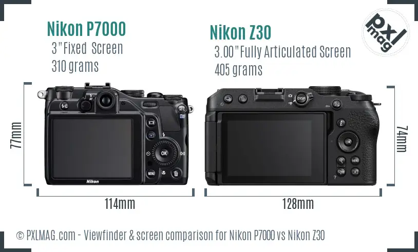 Nikon P7000 vs Nikon Z30 Screen and Viewfinder comparison Nikon P7000 vs Nikon Z30 Screen and Viewfinder comparison