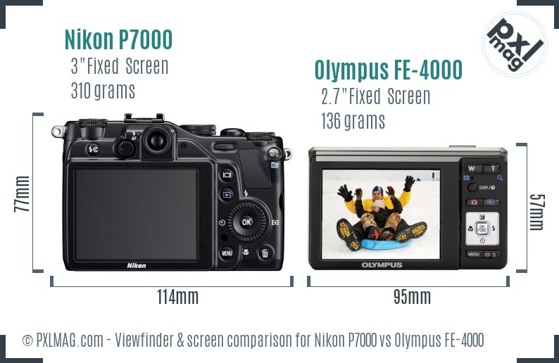 Nikon P7000 vs Olympus FE-4000 Screen and Viewfinder comparison