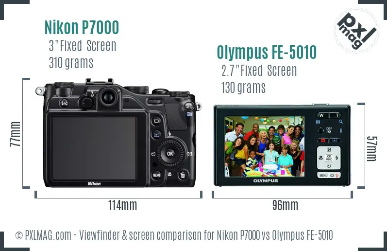 Nikon P7000 vs Olympus FE-5010 Screen and Viewfinder comparison