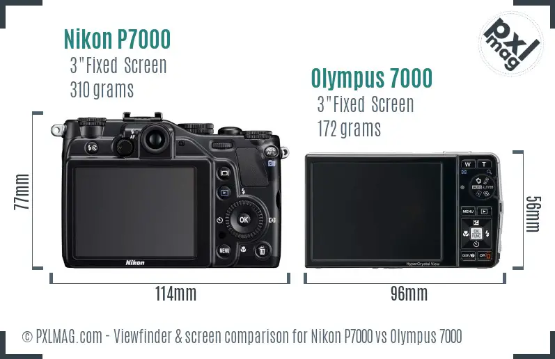 Nikon P7000 vs Olympus 7000 Screen and Viewfinder comparison