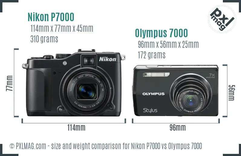 Nikon P7000 vs Olympus 7000 size comparison