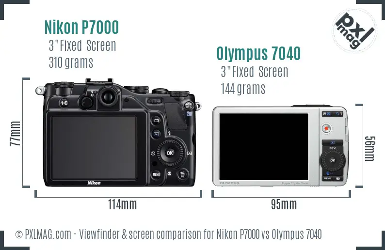 Nikon P7000 vs Olympus 7040 Screen and Viewfinder comparison