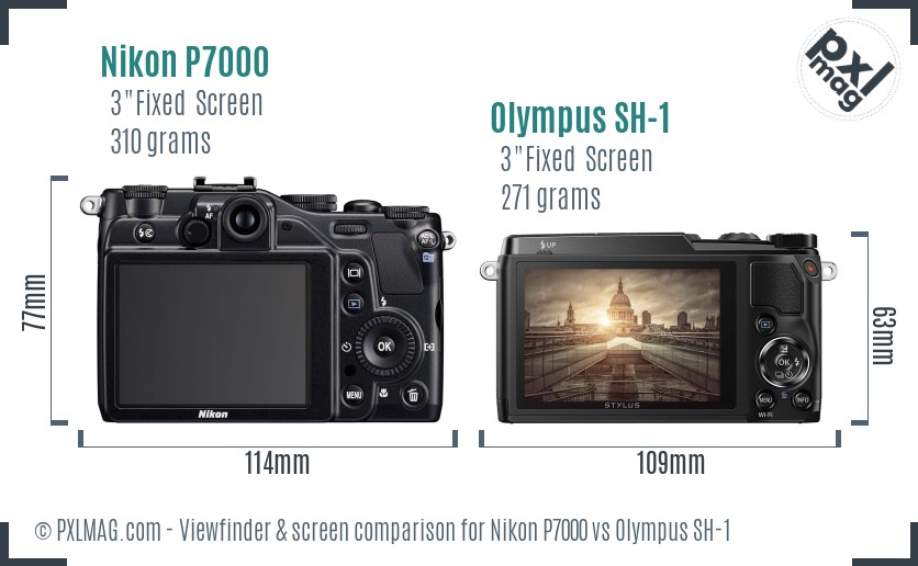 Nikon P7000 vs Olympus SH-1 Screen and Viewfinder comparison