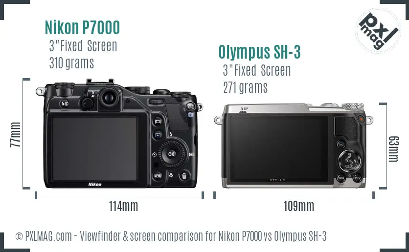 Nikon P7000 vs Olympus SH-3 Screen and Viewfinder comparison