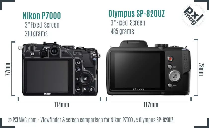 Nikon P7000 vs Olympus SP-820UZ Screen and Viewfinder comparison Nikon P7000 vs Olympus SP-820UZ Screen and Viewfinder comparison