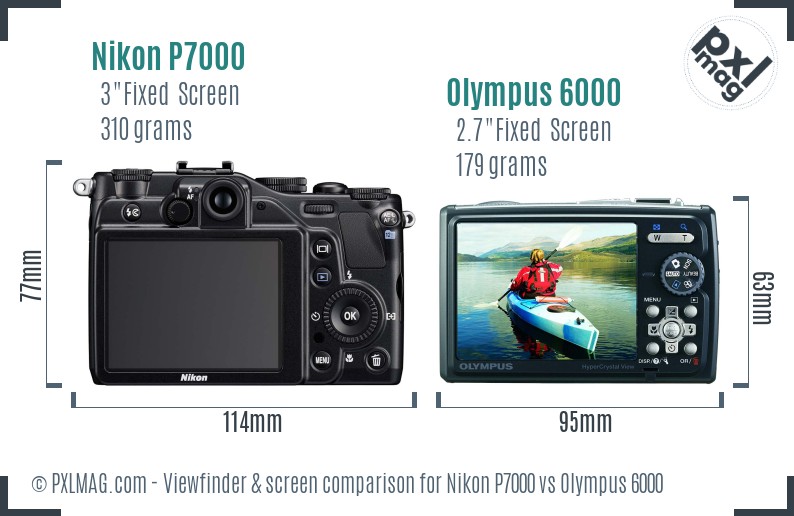 Nikon P7000 vs Olympus 6000 Screen and Viewfinder comparison