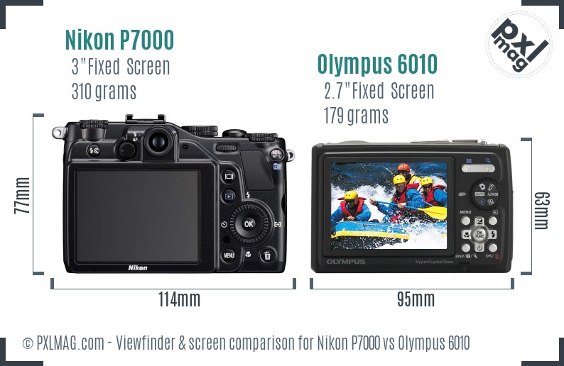 Nikon P7000 vs Olympus 6010 Screen and Viewfinder comparison