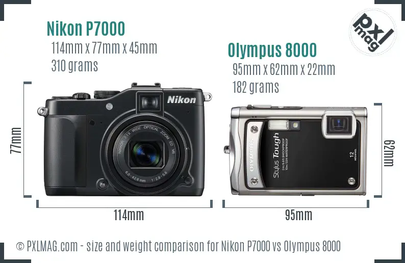 Nikon P7000 vs Olympus 8000 size comparison Nikon P7000 vs Olympus 8000 size comparison