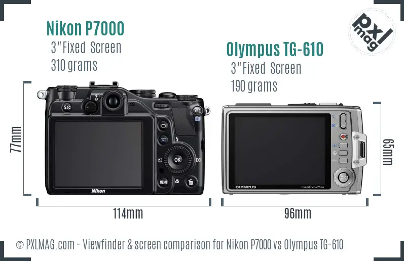 Nikon P7000 vs Olympus TG-610 Screen and Viewfinder comparison