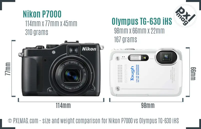 Nikon P7000 vs Olympus TG-630 iHS size comparison