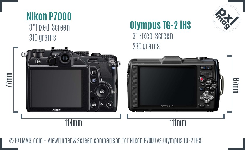 Nikon P7000 vs Olympus TG-2 iHS Screen and Viewfinder comparison