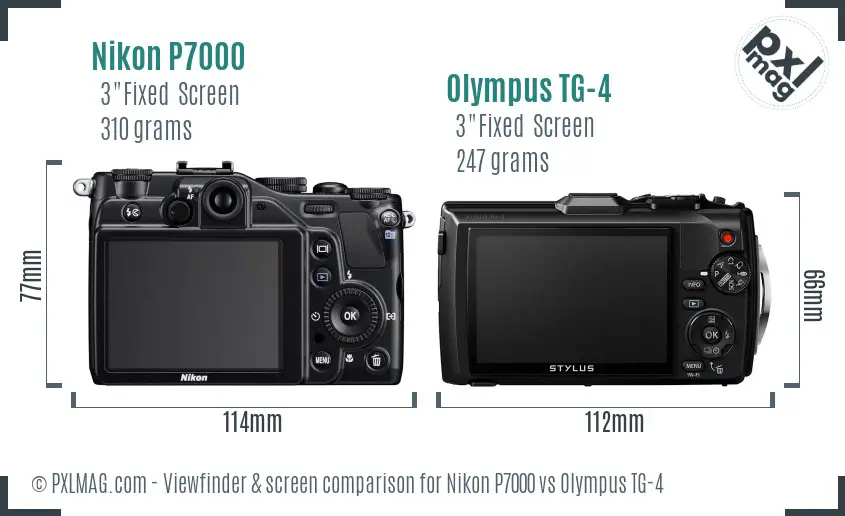 Nikon P7000 vs Olympus TG-4 Screen and Viewfinder comparison