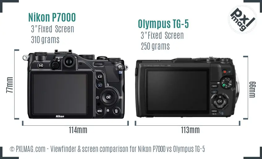 Nikon P7000 vs Olympus TG-5 Screen and Viewfinder comparison