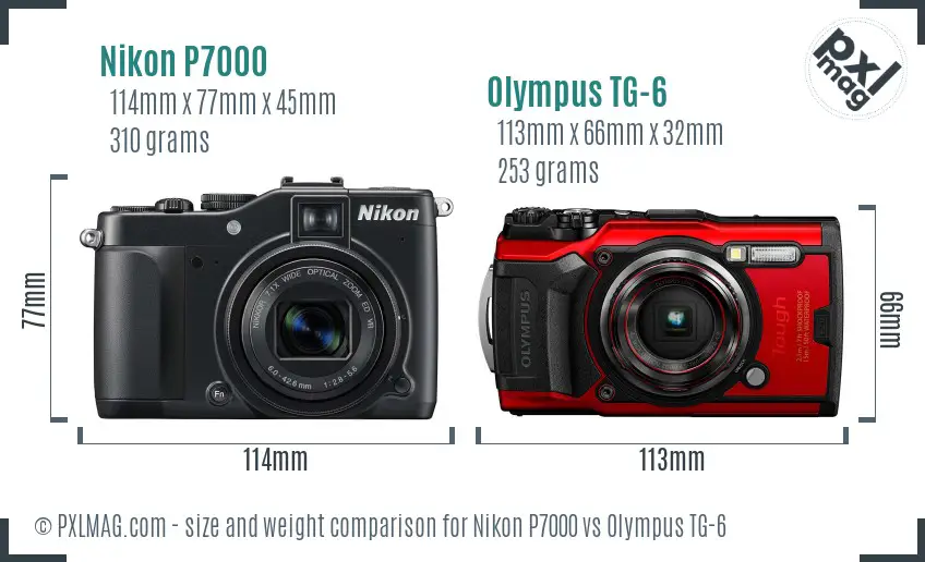 Nikon P7000 vs Olympus TG-6 size comparison Nikon P7000 vs Olympus TG-6 size comparison
