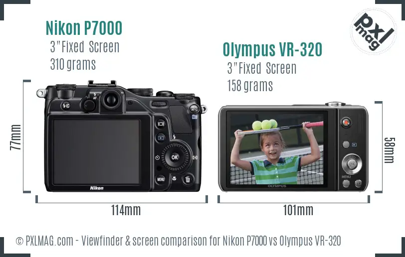 Nikon P7000 vs Olympus VR-320 Screen and Viewfinder comparison