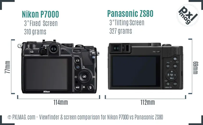 Nikon P7000 vs Panasonic ZS80 Screen and Viewfinder comparison Nikon P7000 vs Panasonic ZS80 Screen and Viewfinder comparison