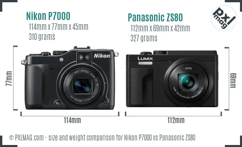 Nikon P7000 vs Panasonic ZS80 size comparison Nikon P7000 vs Panasonic ZS80 size comparison