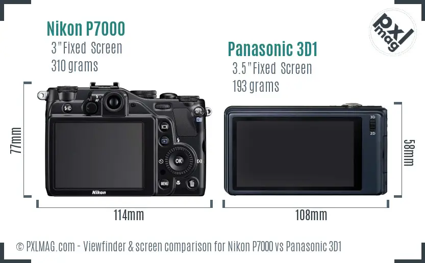 Nikon P7000 vs Panasonic 3D1 Screen and Viewfinder comparison Nikon P7000 vs Panasonic 3D1 Screen and Viewfinder comparison