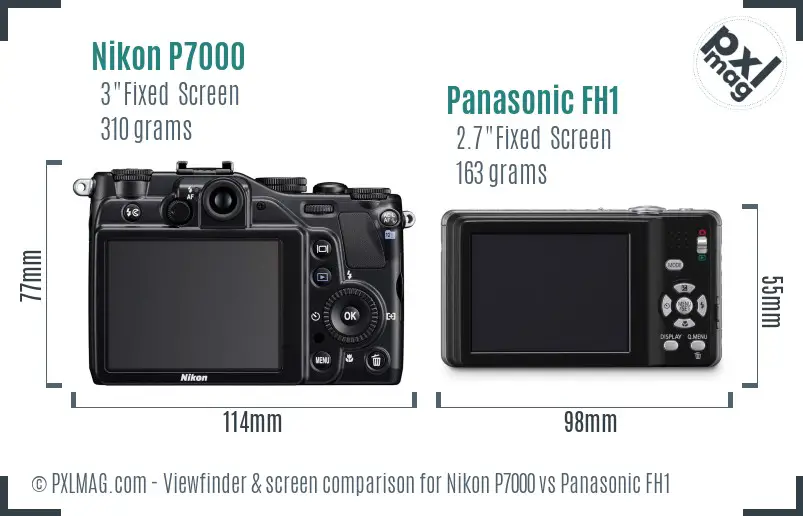 Nikon P7000 vs Panasonic FH1 Screen and Viewfinder comparison Nikon P7000 vs Panasonic FH1 Screen and Viewfinder comparison