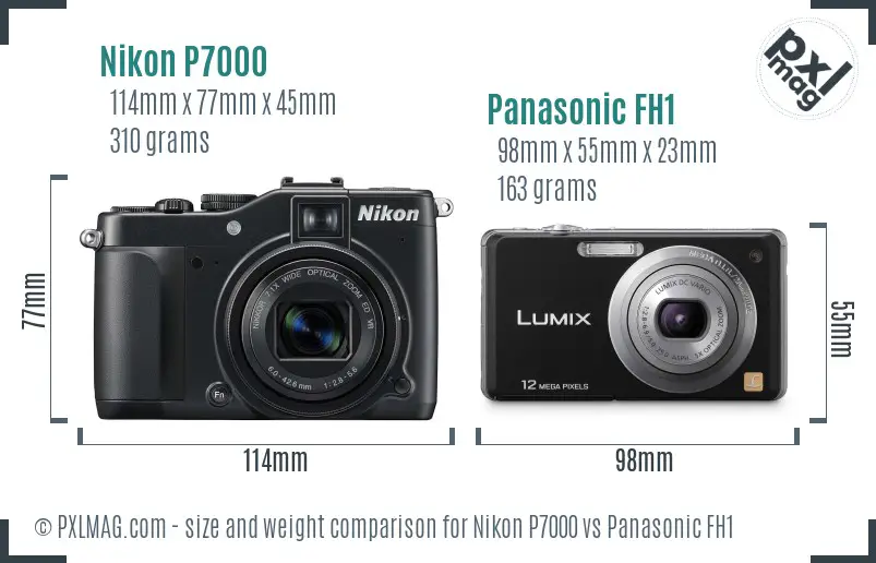 Nikon P7000 vs Panasonic FH1 size comparison Nikon P7000 vs Panasonic FH1 size comparison