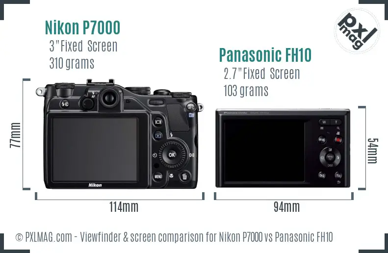 Nikon P7000 vs Panasonic FH10 Screen and Viewfinder comparison