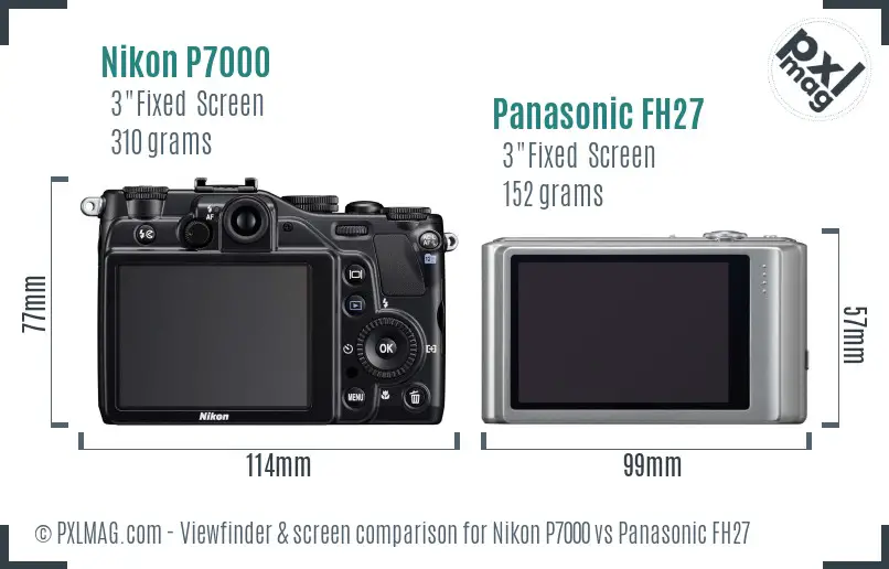 Nikon P7000 vs Panasonic FH27 Screen and Viewfinder comparison