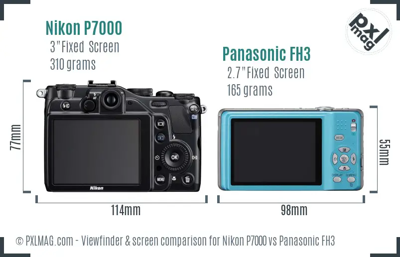 Nikon P7000 vs Panasonic FH3 Screen and Viewfinder comparison Nikon P7000 vs Panasonic FH3 Screen and Viewfinder comparison