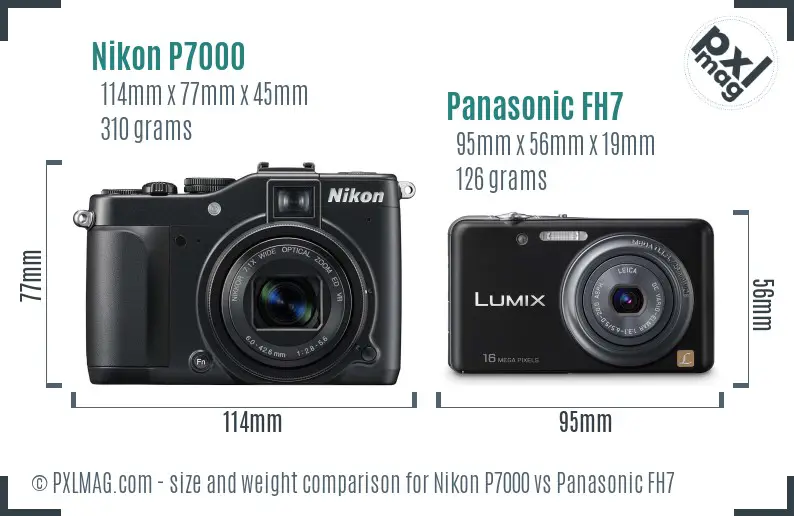 Nikon P7000 vs Panasonic FH7 size comparison Nikon P7000 vs Panasonic FH7 size comparison
