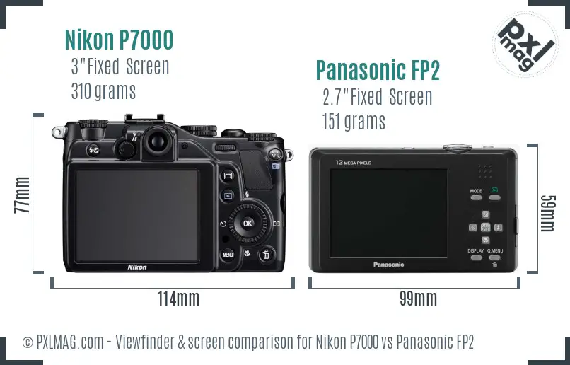 Nikon P7000 vs Panasonic FP2 Screen and Viewfinder comparison