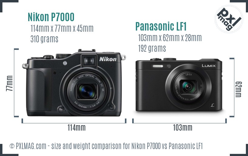 Nikon P7000 vs Panasonic LF1 size comparison