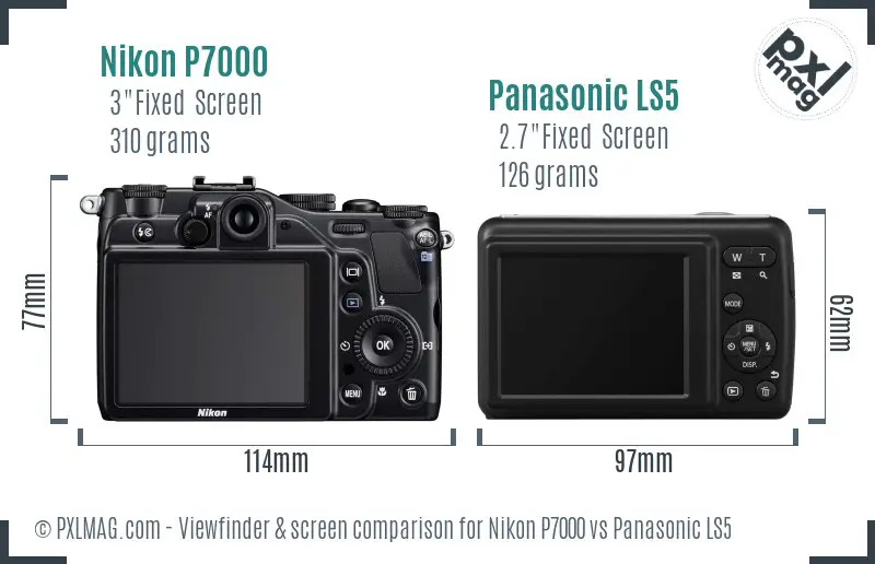 Nikon P7000 vs Panasonic LS5 Screen and Viewfinder comparison