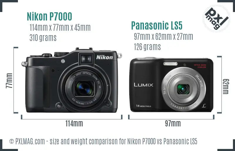 Nikon P7000 vs Panasonic LS5 size comparison