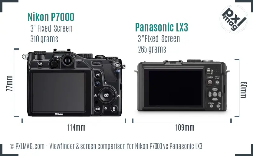 Nikon P7000 vs Panasonic LX3 Screen and Viewfinder comparison