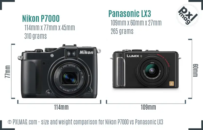 Nikon P7000 vs Panasonic LX3 size comparison