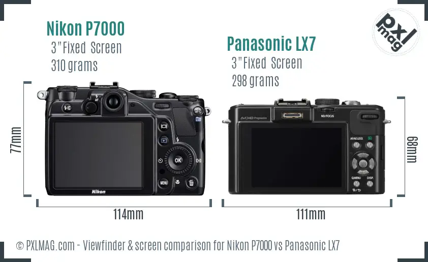 Nikon P7000 vs Panasonic LX7 Screen and Viewfinder comparison