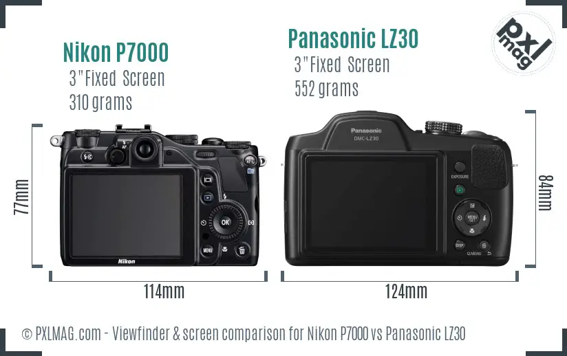Nikon P7000 vs Panasonic LZ30 Screen and Viewfinder comparison