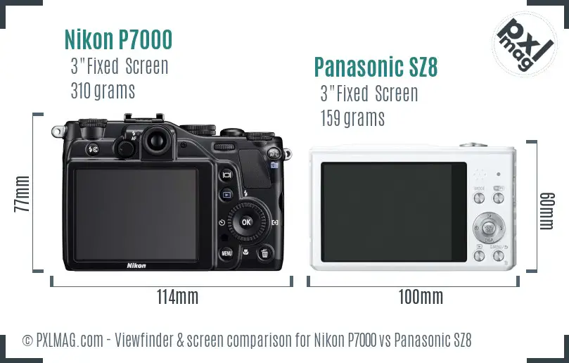 Nikon P7000 vs Panasonic SZ8 Screen and Viewfinder comparison Nikon P7000 vs Panasonic SZ8 Screen and Viewfinder comparison