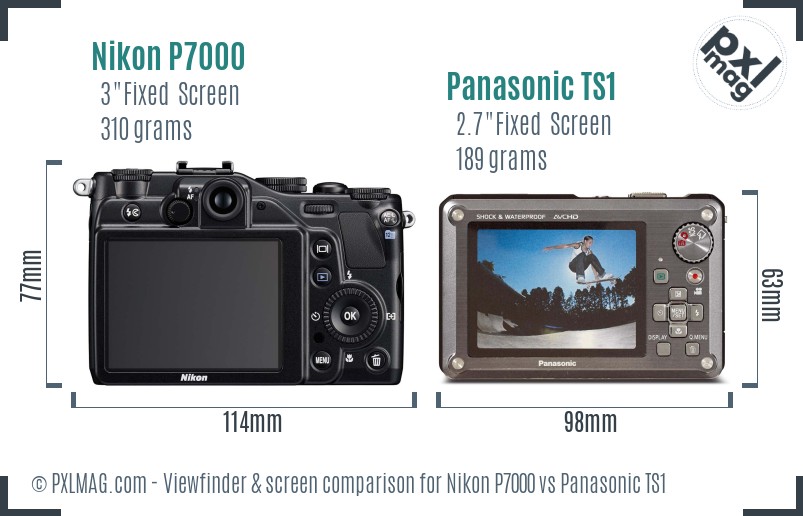 Nikon P7000 vs Panasonic TS1 Screen and Viewfinder comparison