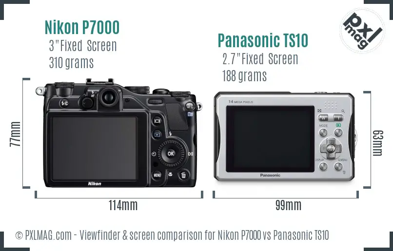 Nikon P7000 vs Panasonic TS10 Screen and Viewfinder comparison