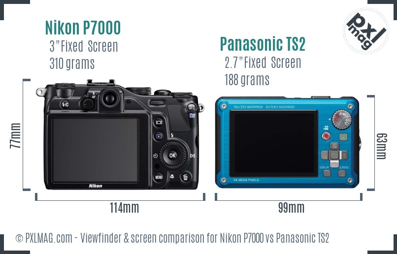 Nikon P7000 vs Panasonic TS2 Screen and Viewfinder comparison